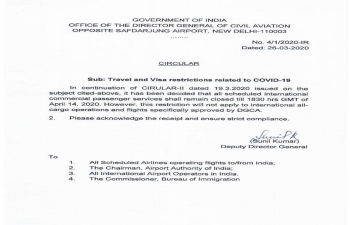 Travel and Visa restrictions related to COVID-19
