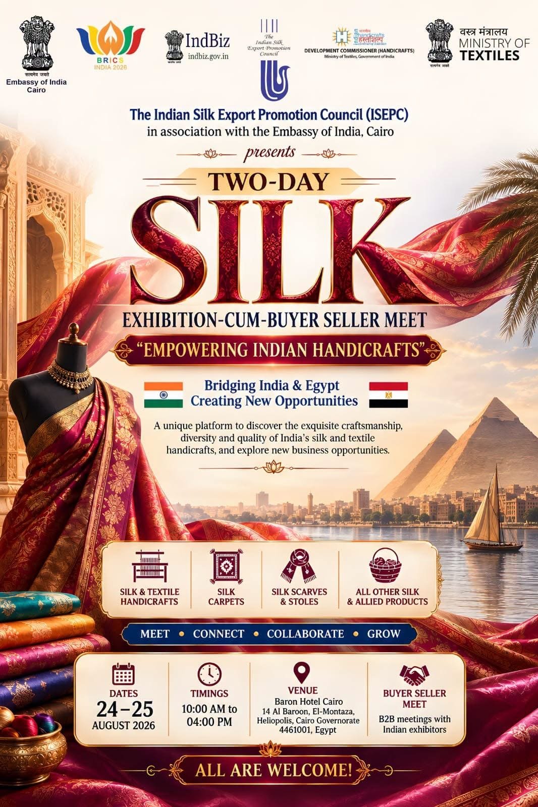 2-Day Silk Exhibition-cum-Buyer Seller Meet in Cairo from 24 to 25 August 2026