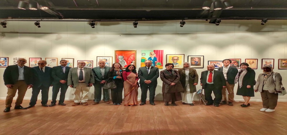 The Indian Embassy, Cairo and ICCR, Egypt participated in the Ministry of Culture, Egypt's celebrations honouring Naguib Mahfouz and jointly inaugurated a caricature exhibition featuring Tagore and Mahfouz (18 April 2025)